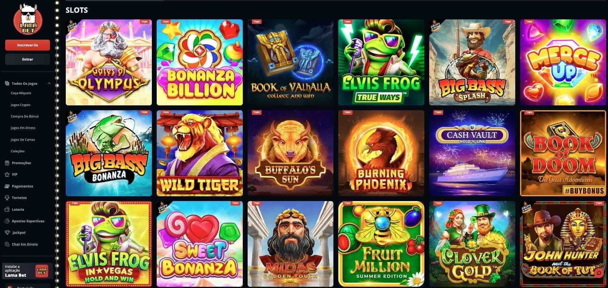 Lista de slots no Lamabet Casino